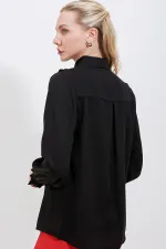 Chemise à manches longues à volants 20223 - Noire