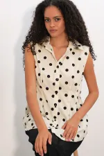 Women's Waist-Fit Polka Dot Shirt 20395 - Ecru