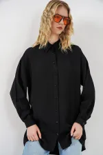 Women's Textured Oversize Tunic 5989 - Black Women's Textured Oversize Tunic 5989 - Black
