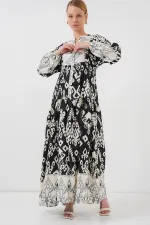 Robe hijab à motifs authentiques 2423 - Noir 8