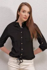 Chemise à lacets 3619 - Noire