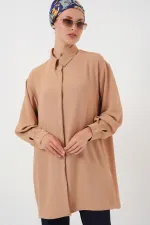 Kadın Uzun Gömlek Tunik 5945 - Bisküvi