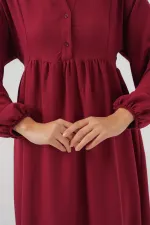 Kadın Uzun Tesettür Elbise 2525 - Bordo