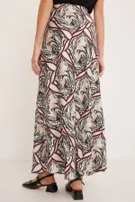 Kadın Siyah Bej Desenli Saten Etek 15877