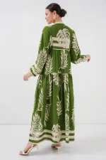 Robe hijab à motifs authentiques 2423 - Verte 5