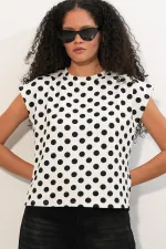 Women's Short-Sleeve Polka Dot Blouse 40009 - White