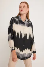 Chemise oversize à motifs orange et noirs pour femme 5923