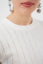 Women's Zero Sleeve Stoned Blouse 931 - White