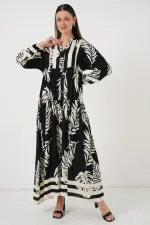 Robe hijab à motifs authentiques 2423 - Noir 12