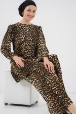 Kadın Leopar Tunik Pantolon Alt Üst Takım 6663