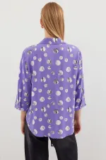 20243 Tied Front Patterned Shirt - Lilac