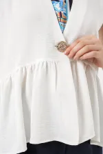 Women's Buttoned Sleeveless Blouse 994 - White