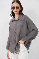 Women's Long Oversize Shirt 20320 - Anthracite