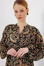 Robe hijab à motifs authentiques 2423 - Noir 10