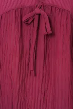 Kadın Önü Bağcıklı Uzun Kol Bluz 946 - Bordo