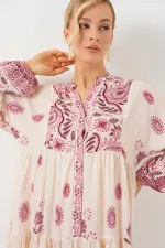 Robe hijab à motifs authentiques 2423 - Bordeaux 1