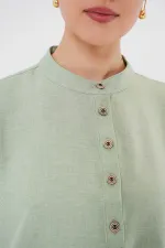 6678 Linen Tunic and Trousers Two-Piece Set - Light Green 6678 Linen Tunic and Trousers Two-Piece Set - Light Green