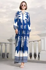 Robe hijab à motifs authentiques 2423 - Taille M, bleu marine