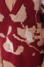 15923 Women's Oversize Knit Sweater - Burgundy