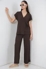 Kadın Örme İkili Takım 30064 - Kahverengi