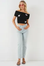 Madonna Yaka Kelebek Detaylı Bluz 957 - Siyah