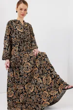 Robe hijab à motifs authentiques 2423 - Noir 10