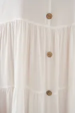 Women's Zero Sleeve Button Short Dress 2571 - White