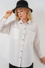 Chemise oversize en lin blanc 20126