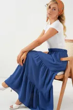 Kadın Ayrobin Uzun Etek 8048 - İndigo