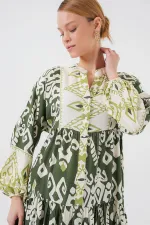 Robe hijab à motifs authentiques 2423 - B. Kaki