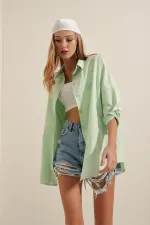 Chemise basique longue oversize 3900 - Vert clair