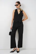 Women's Vest and Trousers Two-Piece Set 30091 - Black