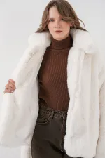 Manteau en fausse fourrure pour femme 5234 - Écru
