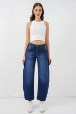 Kadın Yüksek Bel Kot Pantolon 30081 - Lacivert