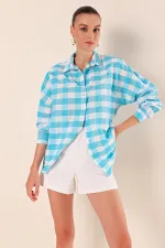 Chemise longue oversize basique 3900 - Bleu clair