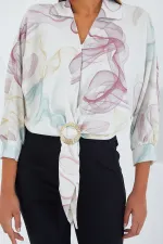 Women's Oversize Flowy Crop Satin Shirt 906 - Dusty Rose