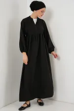 Kadın Uzun Tesettür Elbise 2525 - Siyah