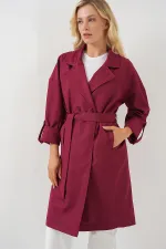 Trench-coat doublé croisé 9104 - Rouge bordeaux