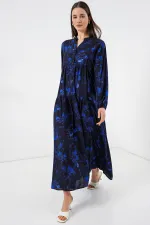 Robe longue hijab à motifs pour femme 2585 - Noir 9