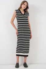 Kadın Uzun Triko Süveter 15961 - D. Siyah