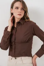 Chemise en popeline coupe ajustée 20231 - Marron