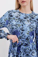 Robe hijab tricotée 1525 - Bleu marine clair