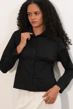 20231 Slim Fit Poplin Gömlek - Siyah