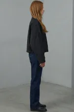 Kadın Oversize Kısa Ceket 0732 - Siyah