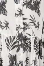 Kadın Desenli Uzun Tesettür Elbise 2585 - V. Antrasit