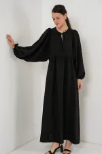 Robe longue hijab à manches ballon pour femme 2464 - Noir