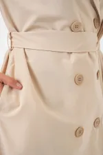 Kadın Kruvaze Yaka Trençkot 5978 - Bej