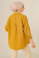 103901 Oversize Basic Hijab Shirt - Mustard 103901 Oversize Basic Hijab Shirt - Mustard