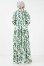 Robe hijab à motifs authentiques 2423 - Vert Z.