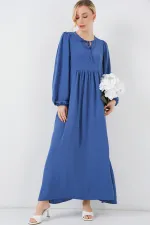 Women's Balloon Sleeve Long Hijab Dress 2464 - Saks